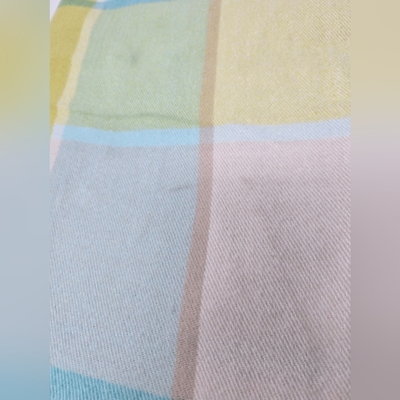 NWT BANANA REPUBLIC OVERSIZE BLANKET SCARF SHAWL WRAP CITRON BLUE PLAID WOMEN OS - Picture 8 of 15